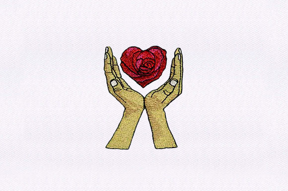 A Designer's Look at the Hands Holding Rose Embroidery