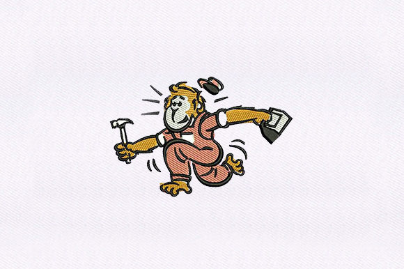Monkey Worker Embroidery Design for Business Branding